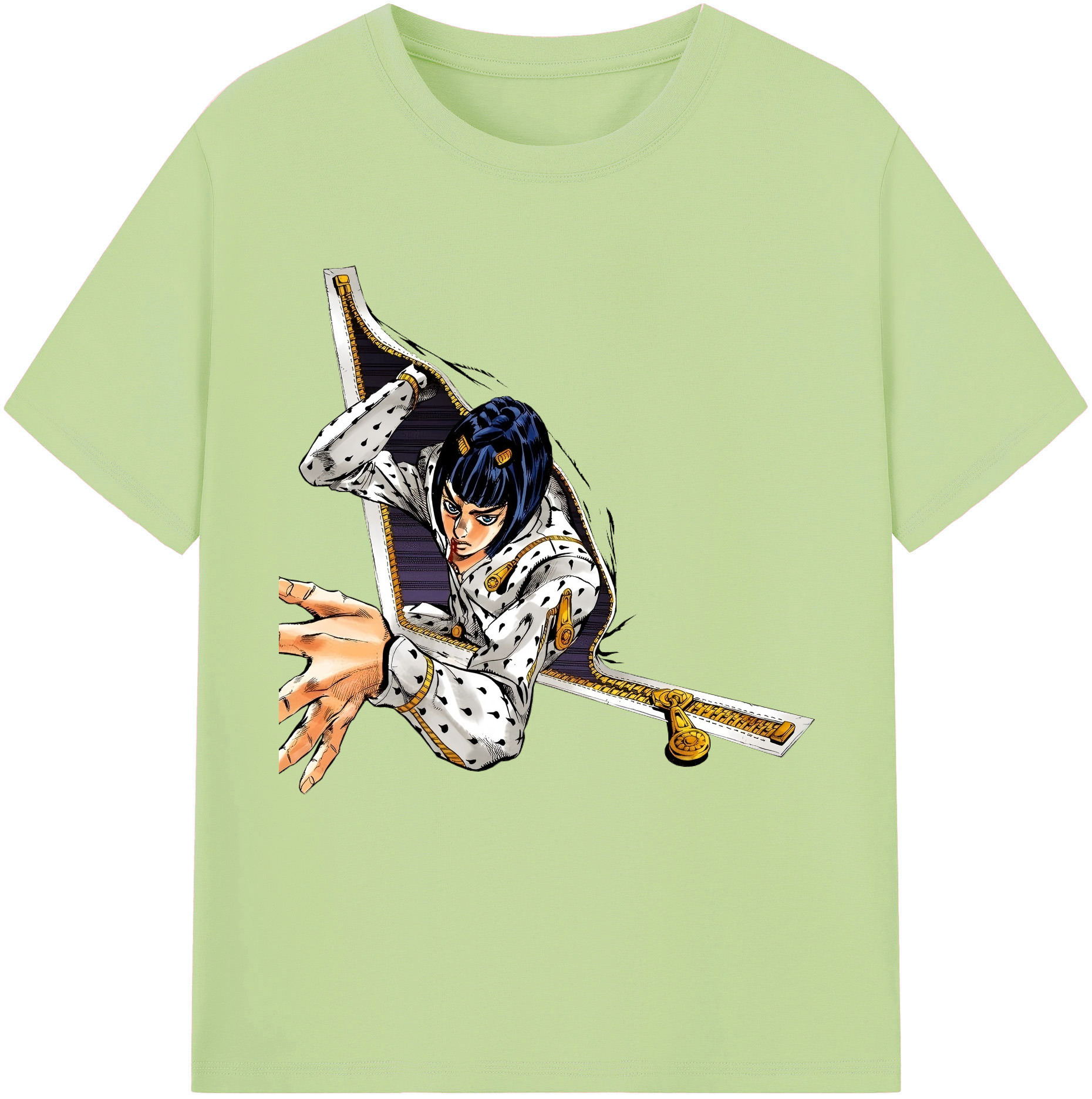 （画像用） ジョジョの奇妙な冒険 ブローノ?ブチャラティ JoJo's Bizarre Adventure Bruno Bucciarati 綿100％半袖Tシャツ（フロントプリント）